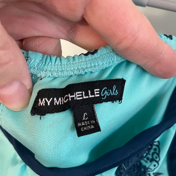 Girls My Michelle Romper‎ Teal pineapple size Large - Picture 4 of 11